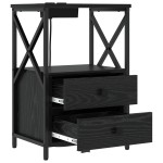 vidaXL Cabinet de noptiere cu stație de încărcare 2 pcs Stejar negru