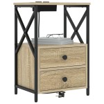 vidaXL Cabinet de noptiere cu stație de încărcare 2 pcs Stejar sonoma