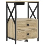 vidaXL Cabinet de noptiere cu stație de încărcare 2 pcs Stejar sonoma
