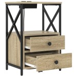 vidaXL Cabinet de noptiere cu stație de încărcare 2 pcs Stejar sonoma