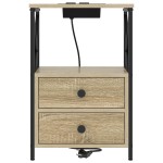 vidaXL Cabinet de noptiere cu stație de încărcare 2 pcs Stejar sonoma