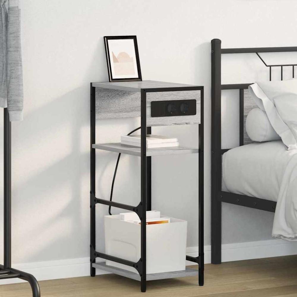 vidaXL Dulap de noapte sonoma gri 40 x 27 x 76 cm Lemn compozit