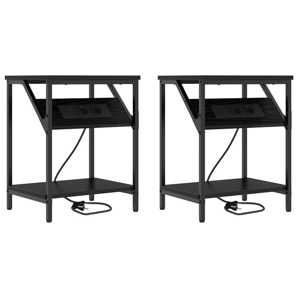 vidaXL Noptiere 2 pcs Stejar negru 38 x 30 x 48 cm Lemn compozit