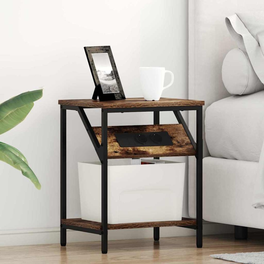 vidaXL Dulap de noapte Stejar afumat 38 x 30 x 48 cm Lemn compozit