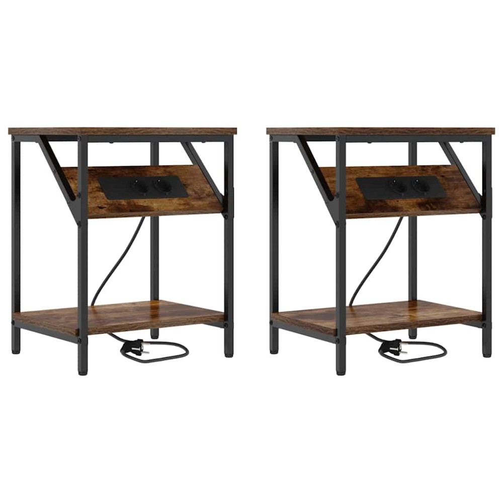 vidaXL Noptiere 2 pcs Stejar afumat 38 x 30 x 48 cm Lemn compozit