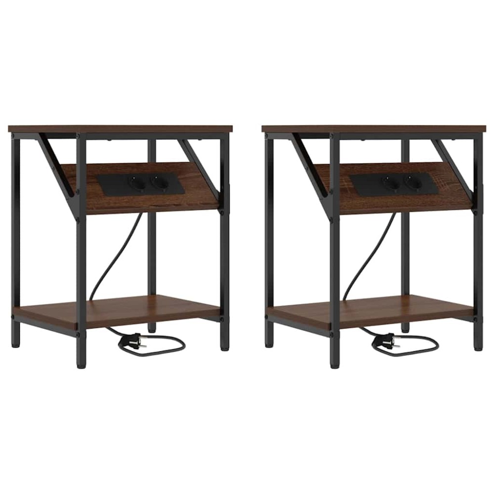 vidaXL Noptiere 2 pcs Stejar brun 38 x 30 x 48 cm Lemn compozit