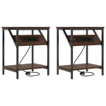vidaXL Noptiere 2 pcs Stejar brun 38 x 30 x 48 cm Lemn compozit