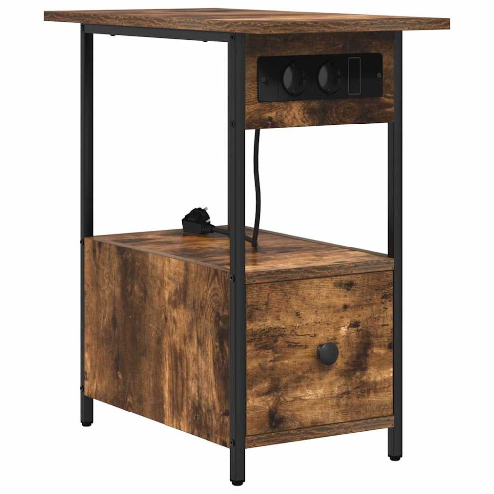 vidaXL Dulap de noapte Stejar afumat 60 x 30 x 61 cm Lemn compozit