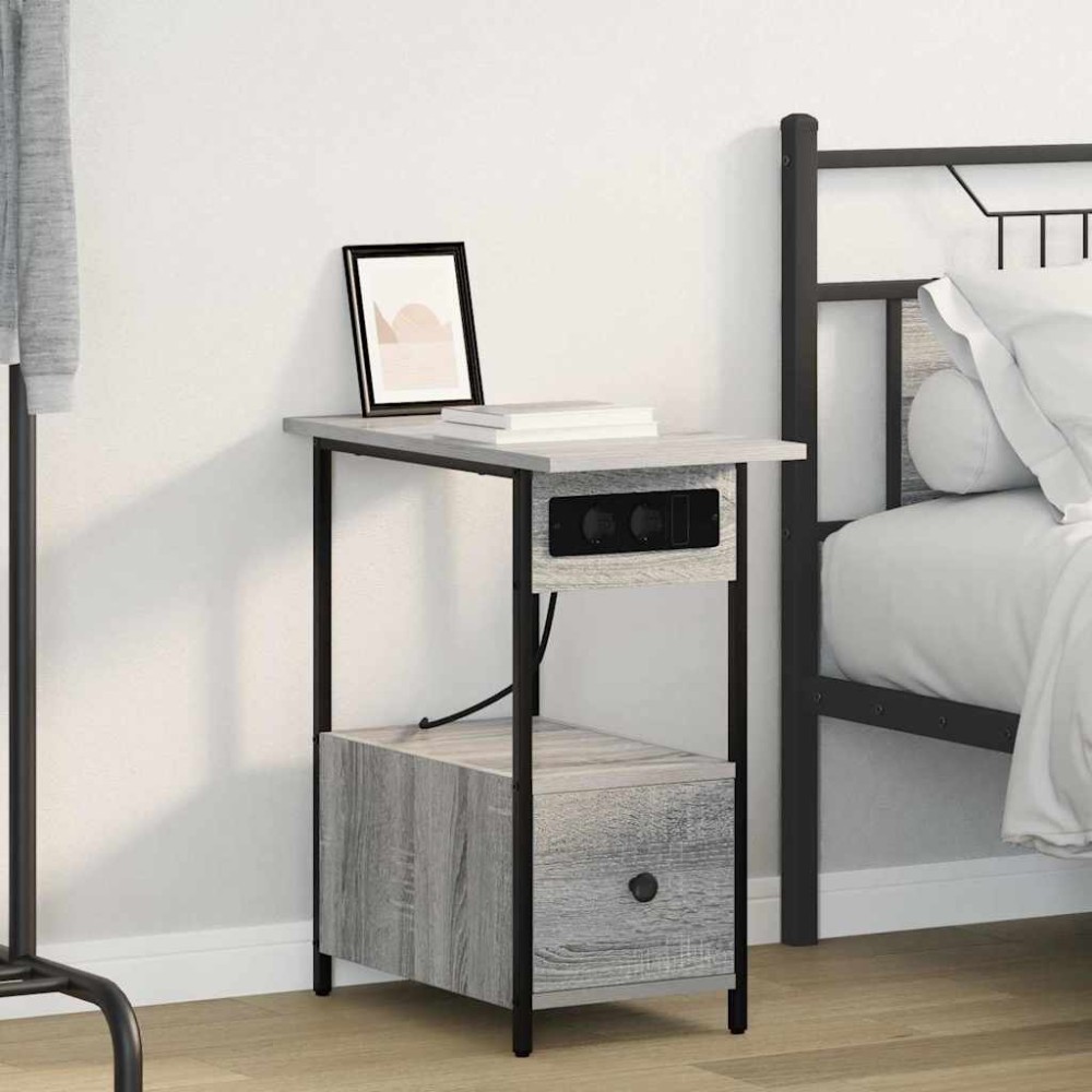 vidaXL Dulap de noapte sonoma gri 60 x 30 x 61 cm Lemn compozit
