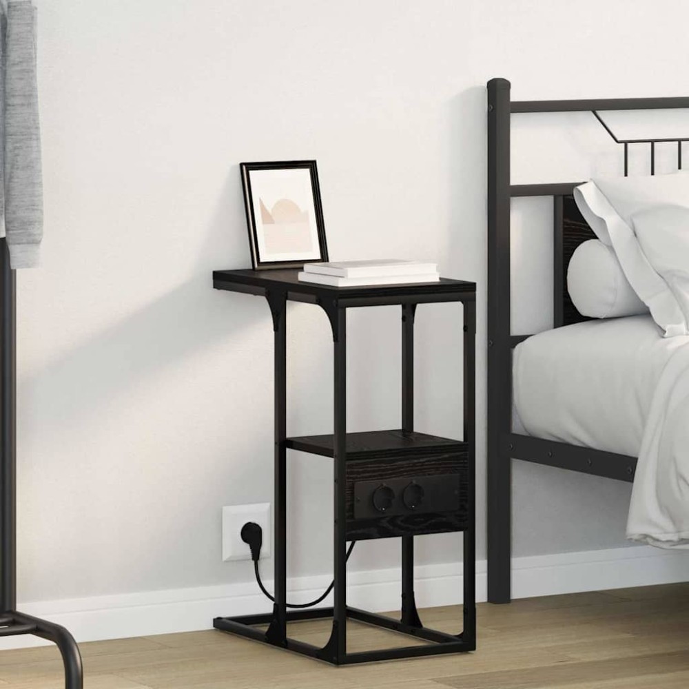 vidaXL Dulap de noapte Stejar negru 41.5 x 26 x 60.5 cm Lemn compozit