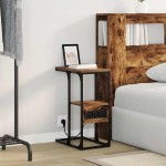 vidaXL Dulap de noapte Stejar afumat 41.5 x 26 x 60.5 cm Lemn compozit