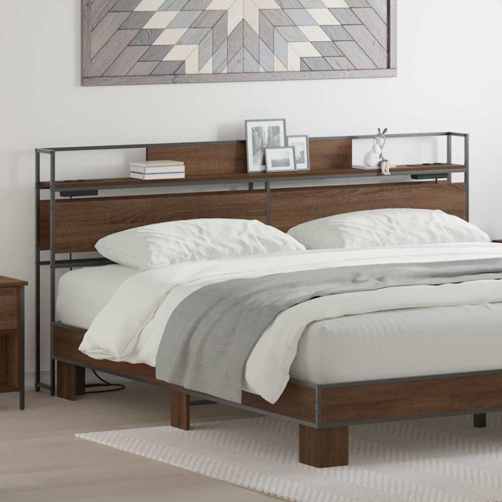 vidaXL Tăblie de depozitare cu raft Stejar brun 200 cm Lemn compozit