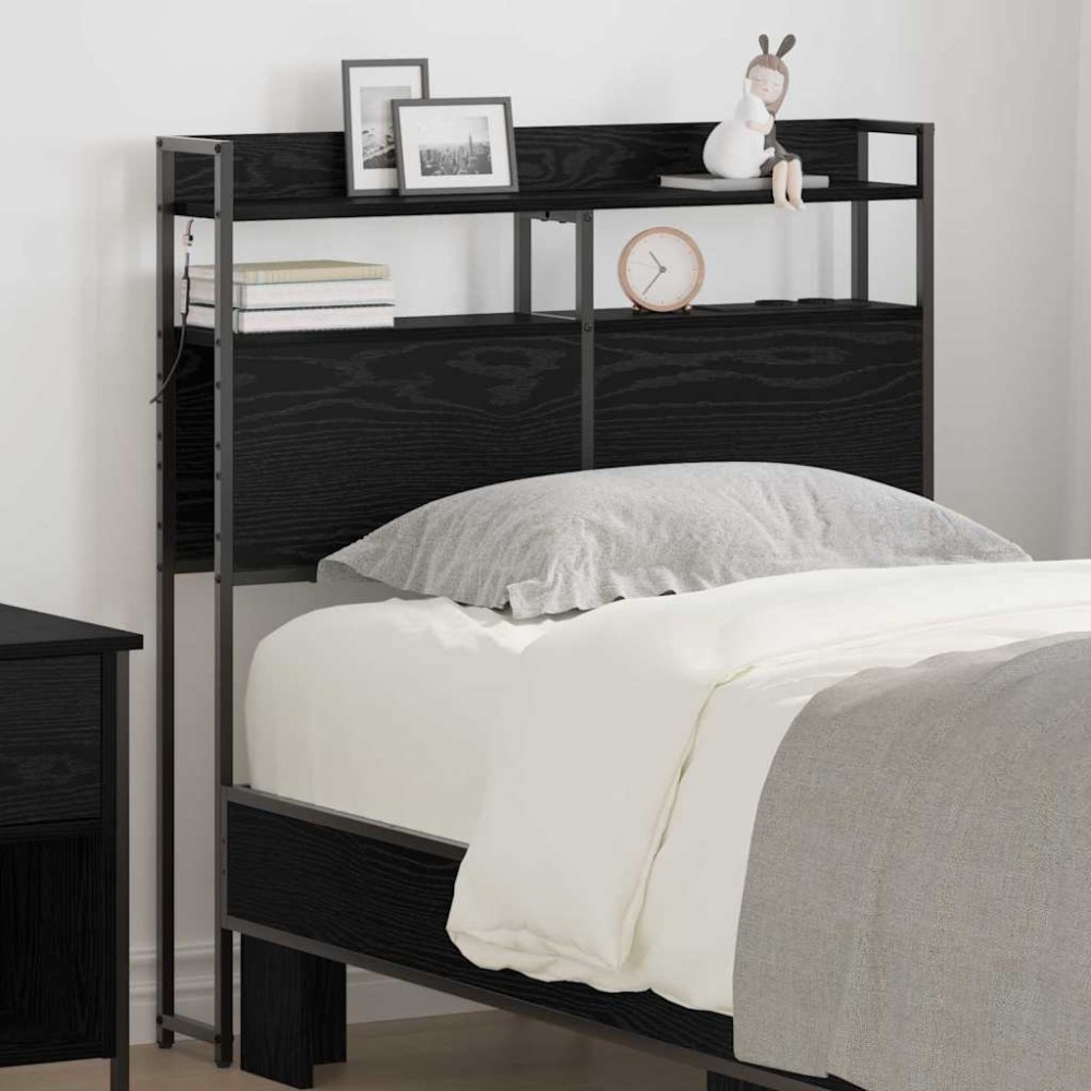 vidaXL Tăblie de depozitare cu raft Stejar negru 90 cm Lemn compozit