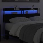 vidaXL Tăblie cap cu raft Stejar negru 140 cm Lemn compozit