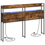 vidaXL Tăblie cap cu raft Stejar afumat 140 cm Lemn compozit