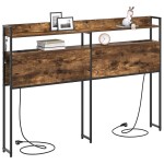 vidaXL Tăblie cap cu raft Stejar afumat 140 cm Lemn compozit