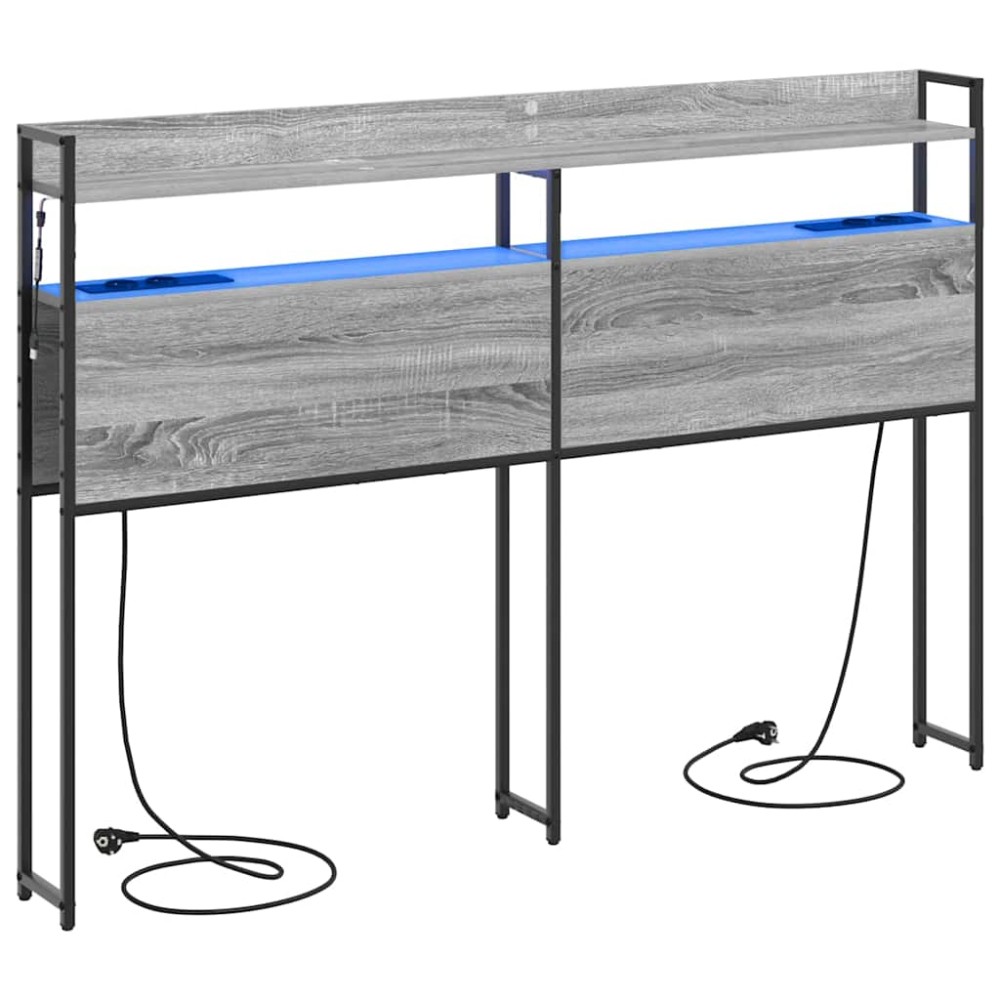 vidaXL Tăblie cap cu raft cu headboard sonoma gri 140 cm Lemn compozit