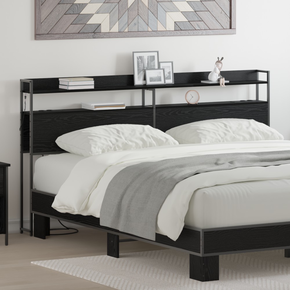 vidaXL Tăblie de depozitare cu raft Stejar negru 180 cm Lemn compozit