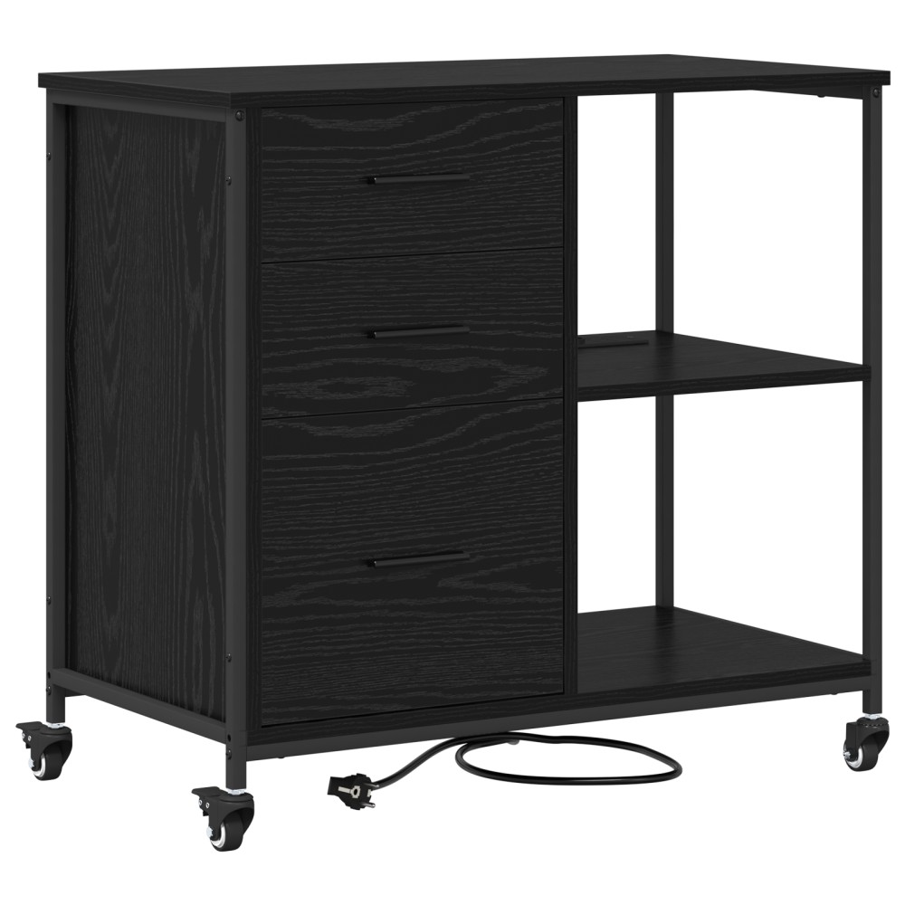 vidaXL Dulap de birou Stejar negru 76 x 41 x 72 cm Lemn compozit