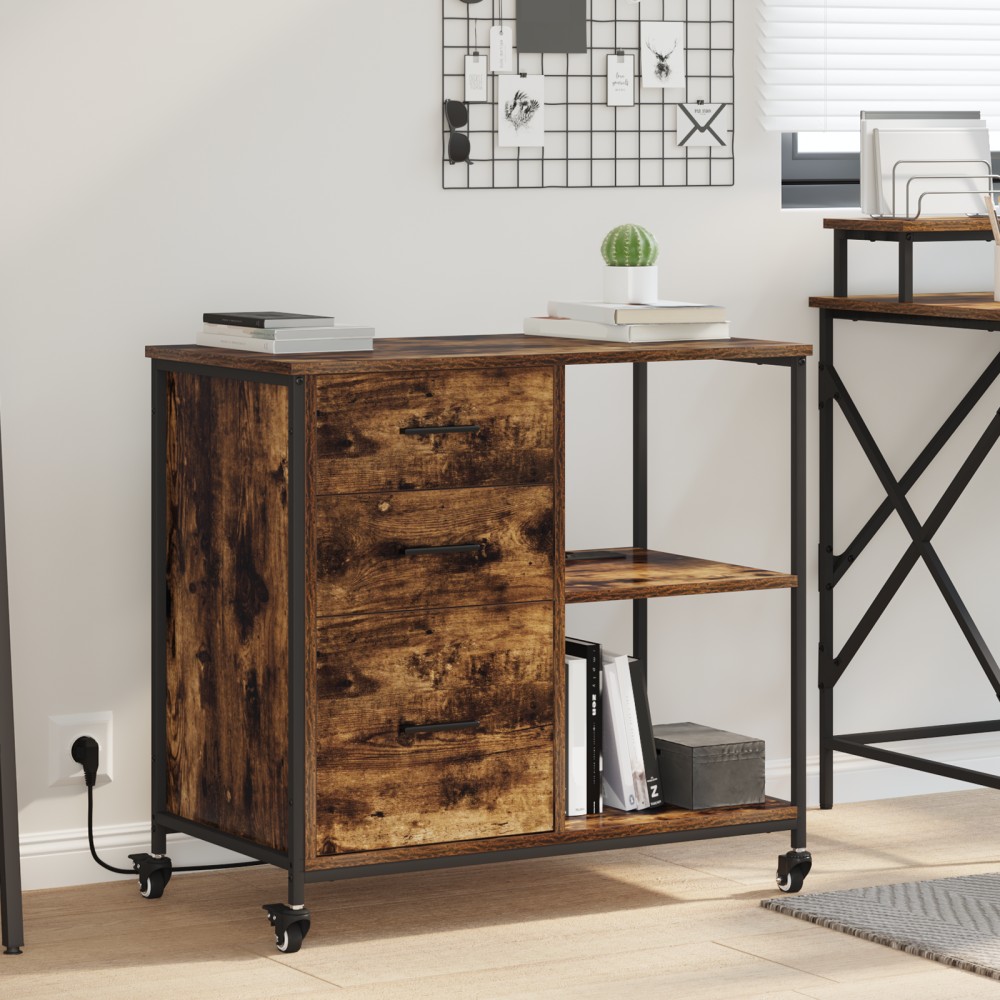 vidaXL Dulap de birou Stejar afumat 76 x 41 x 72 cm Lemn compozit