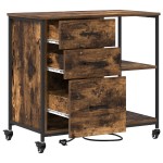 vidaXL Dulap de birou Stejar afumat 76 x 41 x 72 cm Lemn compozit vidaXL Dulap de birou Stejar afumat 76 x 41 x 72 cm Lemn compozit