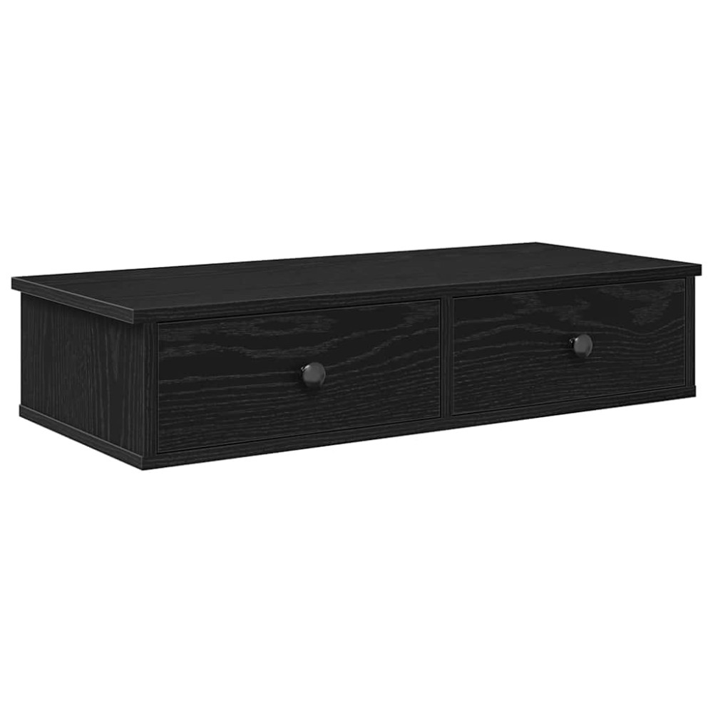 vidaXL Raft de perete cu sertare negru 80x31x17 cm lemn prelucrat