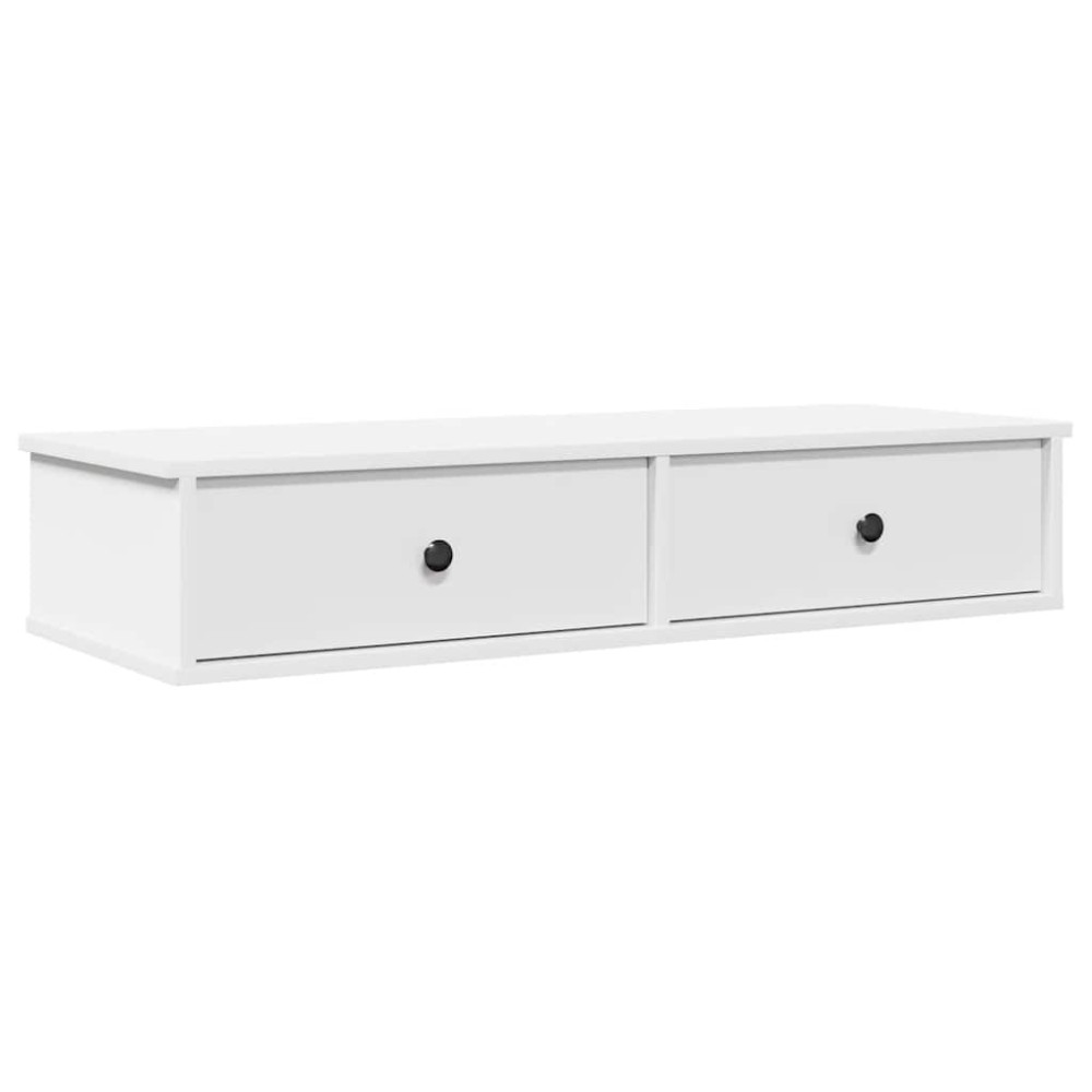 vidaXL Raft de perete cu sertare, alb, 100x37,5x19 cm, lemn prelucrat