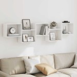 vidaXL Raft cubic de perete cu 5 compartimente alb lemn prelucrat