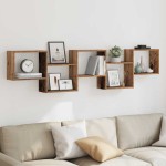 vidaXL Raft cubic perete cu 5 compartimente lemn vechi lemn prelucrat