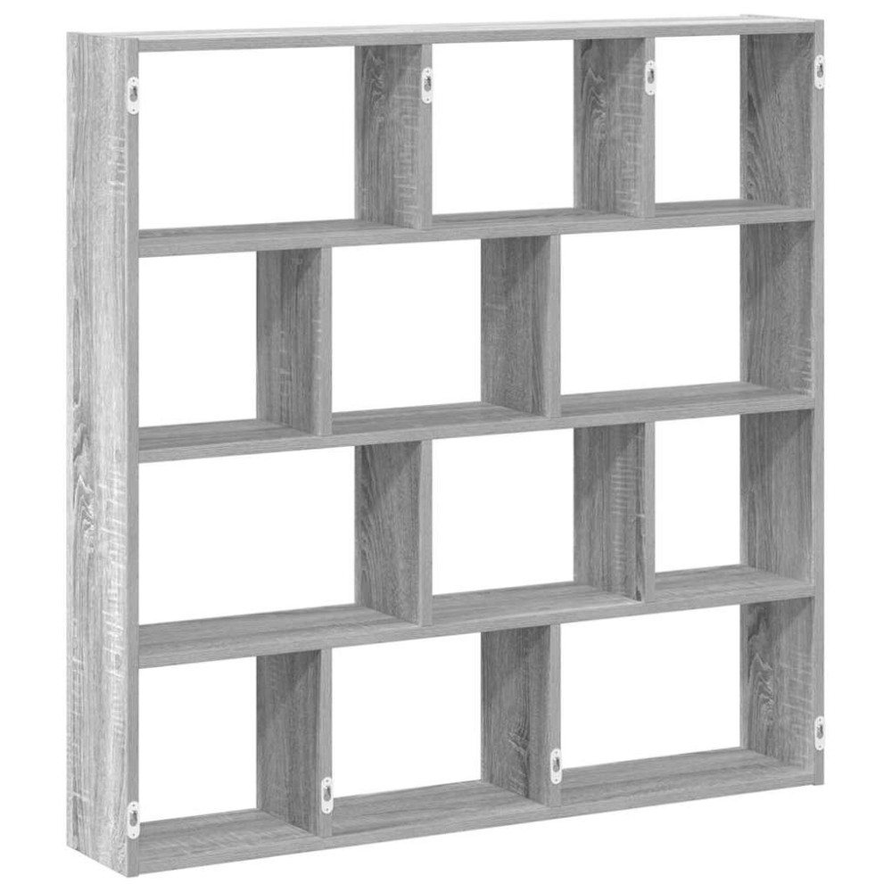 vidaXL Raft cubic perete cu 12 compartimente sonoma gri lemn prelucrat