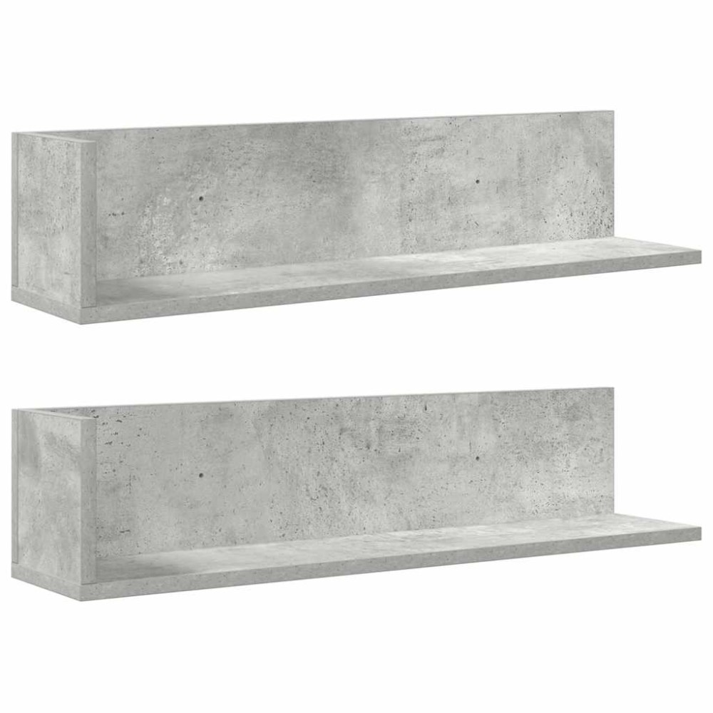 vidaXL Rafturi perete 2 buc. gri beton 75x16,5x16,5 cm lemn prelucrat