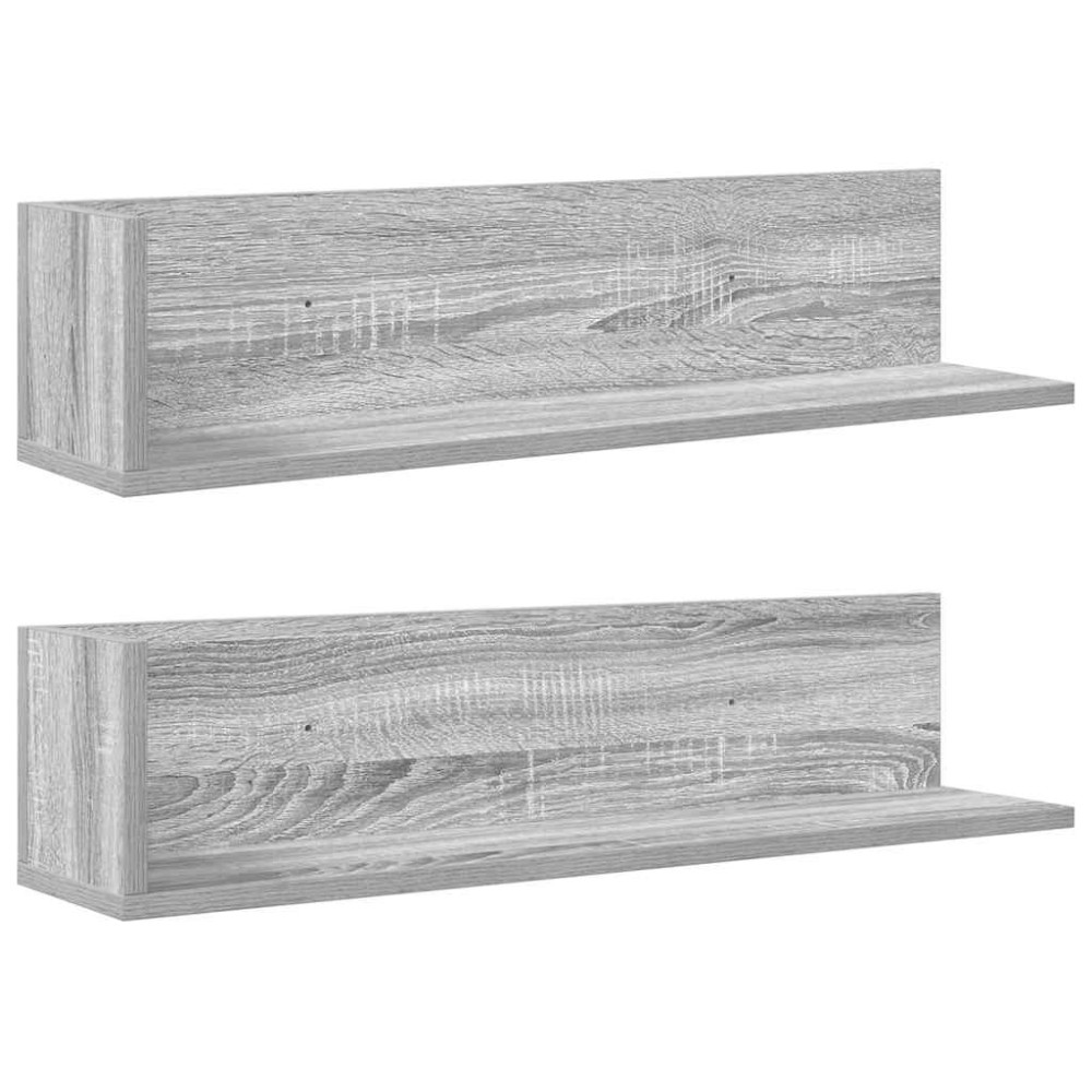 vidaXL Rafturi de perete, 2 buc., gri sonoma, 75x16,5x16,5 cm, lemn