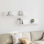 vidaXL Rafturi de perete 2 buc., alb, 100x16,5x16,5 cm, lemn prelucrat vidaXL Rafturi de perete 2 buc., alb, 100x16,5x16,5 cm, lemn prelucrat