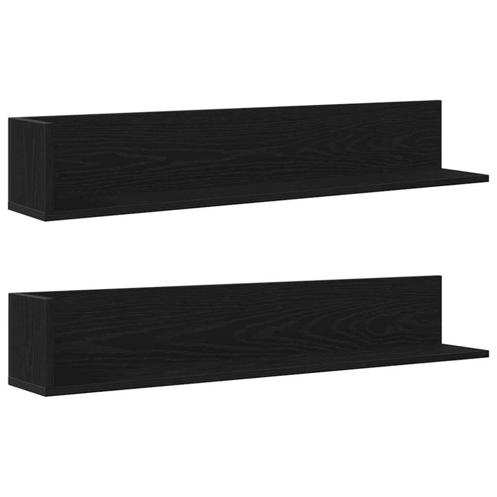 vidaXL Rafturi perete 2 buc. negru, 100x16,5x16,5 cm, lemn prelucrat