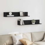 vidaXL Rafturi perete 2 buc. negru, 100x16,5x16,5 cm, lemn prelucrat vidaXL Rafturi perete 2 buc. negru, 100x16,5x16,5 cm, lemn prelucrat