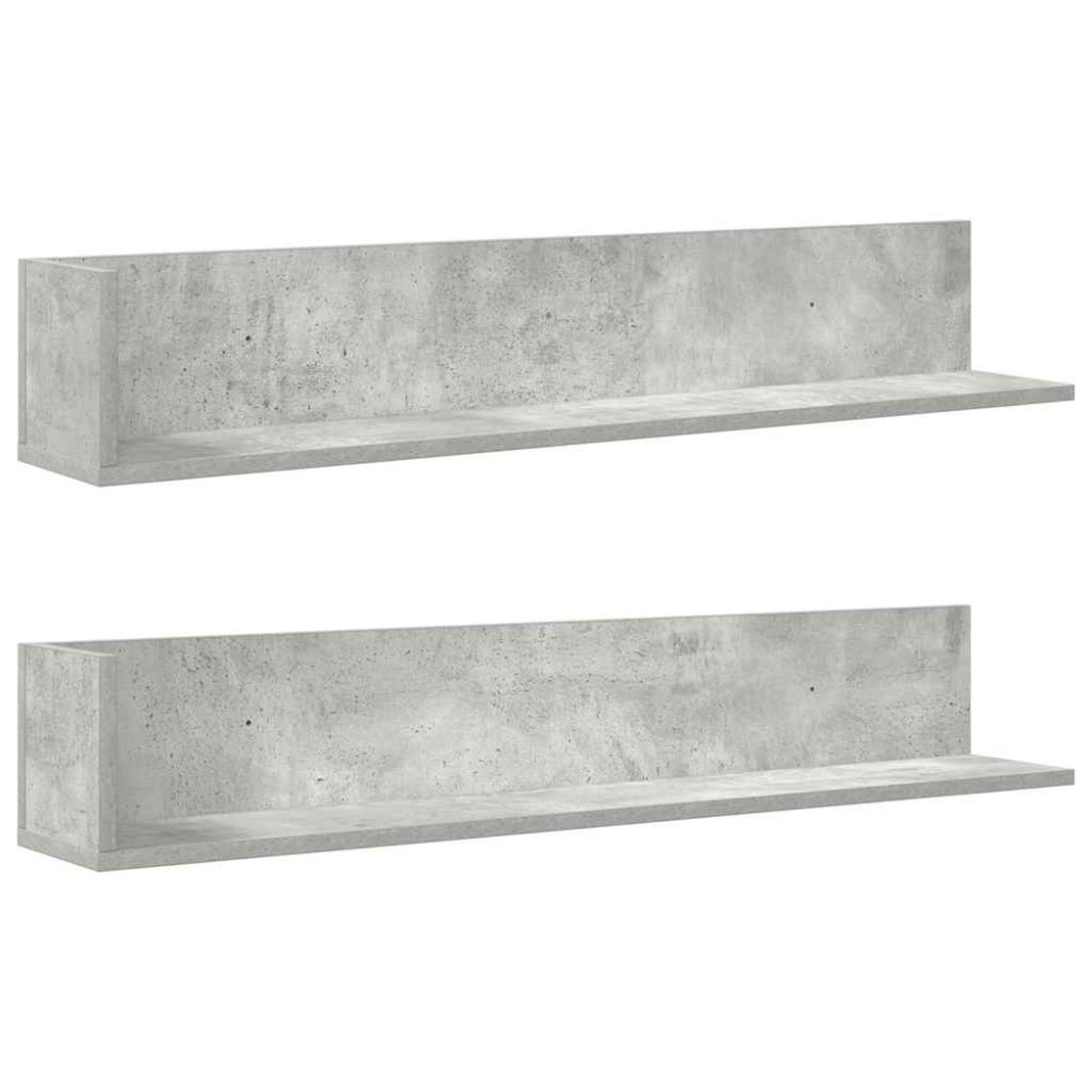 vidaXL Rafturi perete 2 buc. gri beton 100x16,5x16,5 cm lemn prelucrat