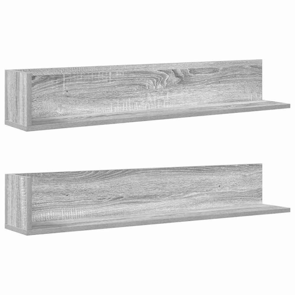 vidaXL Rafturi de perete, 2 buc., gri sonoma, 100x16,5x16,5 cm, lemn