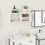 vidaXL Dulap de perete de baie, alb, 80x25x30 cm, lemn prelucrat vidaXL Dulap de perete de baie, alb, 80x25x30 cm, lemn prelucrat