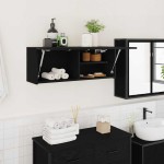 vidaXL Dulap de perete de baie, negru, 80x25x30 cm, lemn prelucrat vidaXL Dulap de perete de baie, negru, 80x25x30 cm, lemn prelucrat