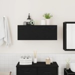 vidaXL Dulap de perete de baie, negru, 80x25x30 cm, lemn prelucrat vidaXL Dulap de perete de baie, negru, 80x25x30 cm, lemn prelucrat