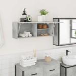 vidaXL Dulap perete baie, gri beton, 80x25x30 cm, lemn prelucrat vidaXL Dulap perete baie, gri beton, 80x25x30 cm, lemn prelucrat