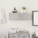 vidaXL Dulap perete baie, gri beton, 80x25x30 cm, lemn prelucrat vidaXL Dulap perete baie, gri beton, 80x25x30 cm, lemn prelucrat