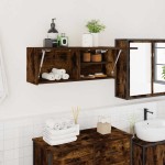 vidaXL Dulap perete baie, stejar fumuriu, 80x25x30 cm, lemn prelucrat