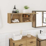 vidaXL Dulap perete baie stejar artizanal, 80x25x30 cm, lemn prelucrat vidaXL Dulap perete baie stejar artizanal, 80x25x30 cm, lemn prelucrat