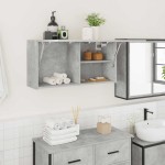 vidaXL Dulap perete baie, gri beton, 80x25x40 cm, lemn prelucrat