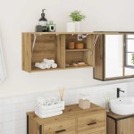 vidaXL Dulap perete baie stejar artizanal, 80x25x40 cm, lemn prelucrat vidaXL Dulap perete baie stejar artizanal, 80x25x40 cm, lemn prelucrat