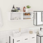vidaXL Dulap de perete de baie, alb, 100x25x30 cm, lemn prelucrat vidaXL Dulap de perete de baie, alb, 100x25x30 cm, lemn prelucrat