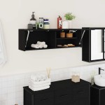 vidaXL Dulap de perete de baie, negru, 100x25x30 cm, lemn prelucrat vidaXL Dulap de perete de baie, negru, 100x25x30 cm, lemn prelucrat