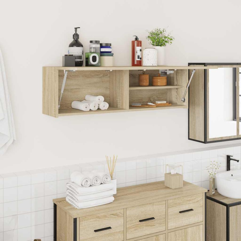 vidaXL Dulap perete baie, stejar sonoma, 100x25x30 cm, lemn prelucrat