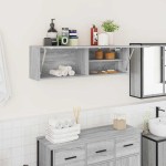 vidaXL Dulap perete baie, gri sonoma, 100x25x30 cm, lemn prelucrat vidaXL Dulap perete baie, gri sonoma, 100x25x30 cm, lemn prelucrat